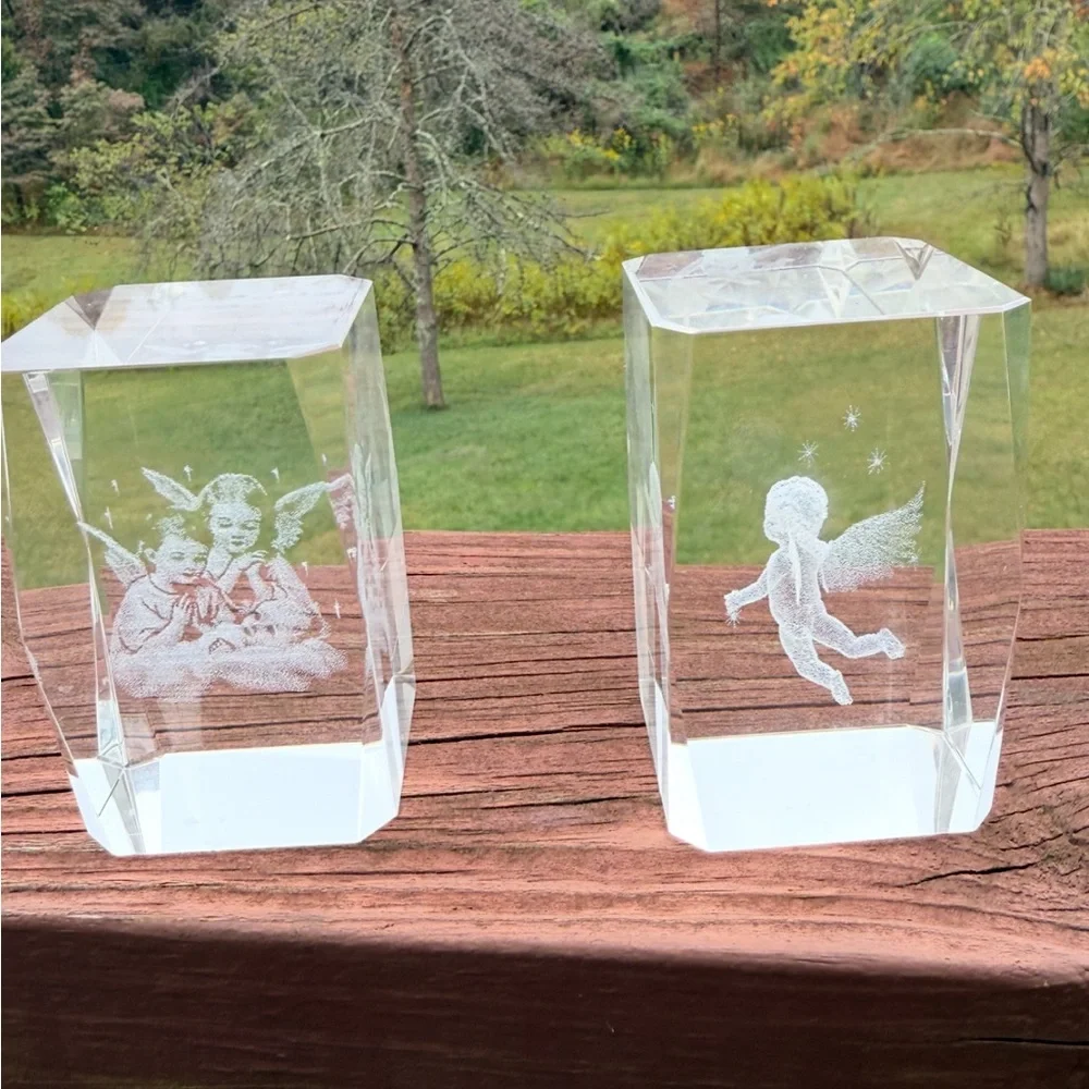 Crystal Cube Paper weights with Angel Motif